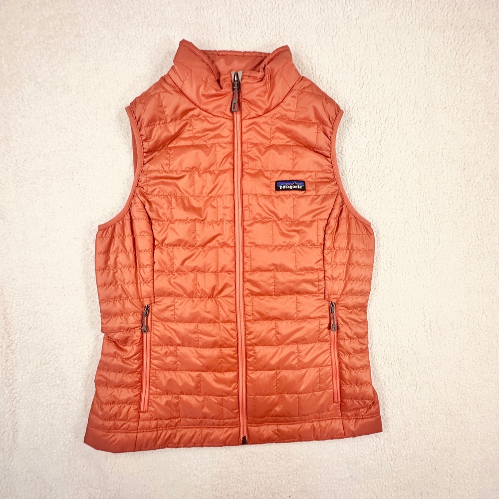 Patagonia Nano Puff Vest Womens Medium Coral Orange Excellent Quilted Insulated